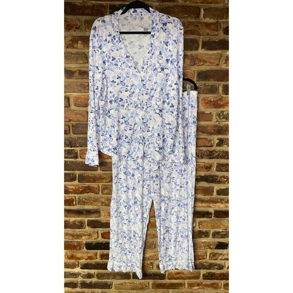 Victoria's Secret Blue Floral Stretch Modal Sleepwear Pajama Set Women's Size XL - Picture 1 of 10